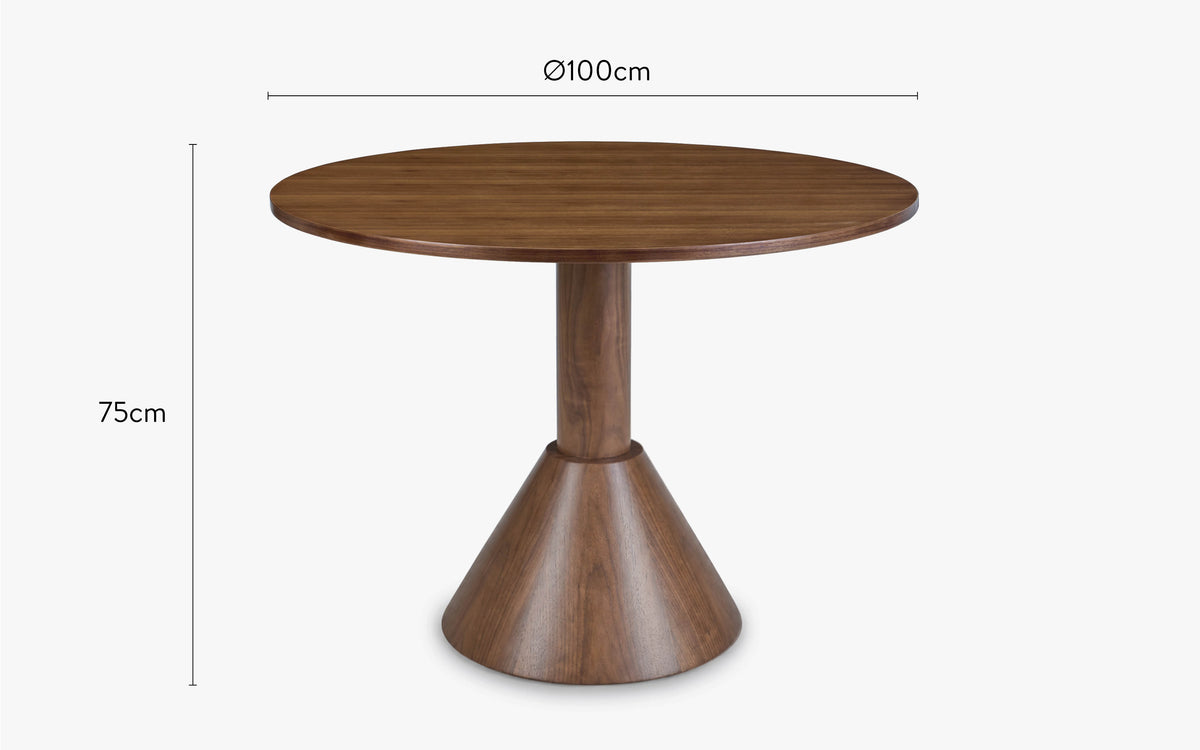 dimensions table à manger telba frêne massif teinte noyer