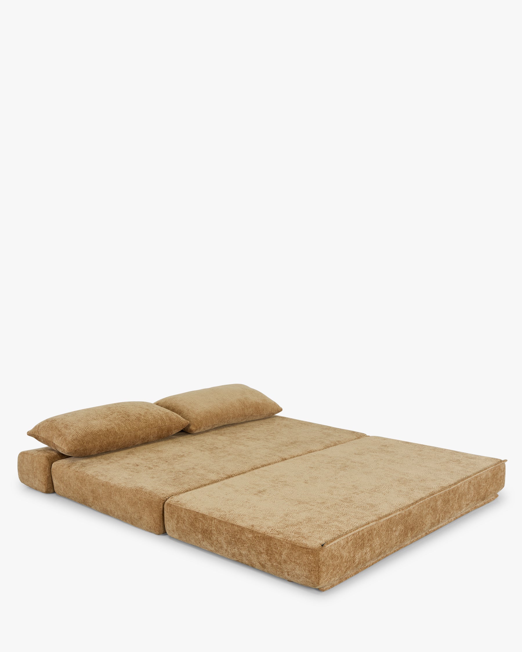 Canapé convertible Samon - camel crêpé - coussins en gros plan