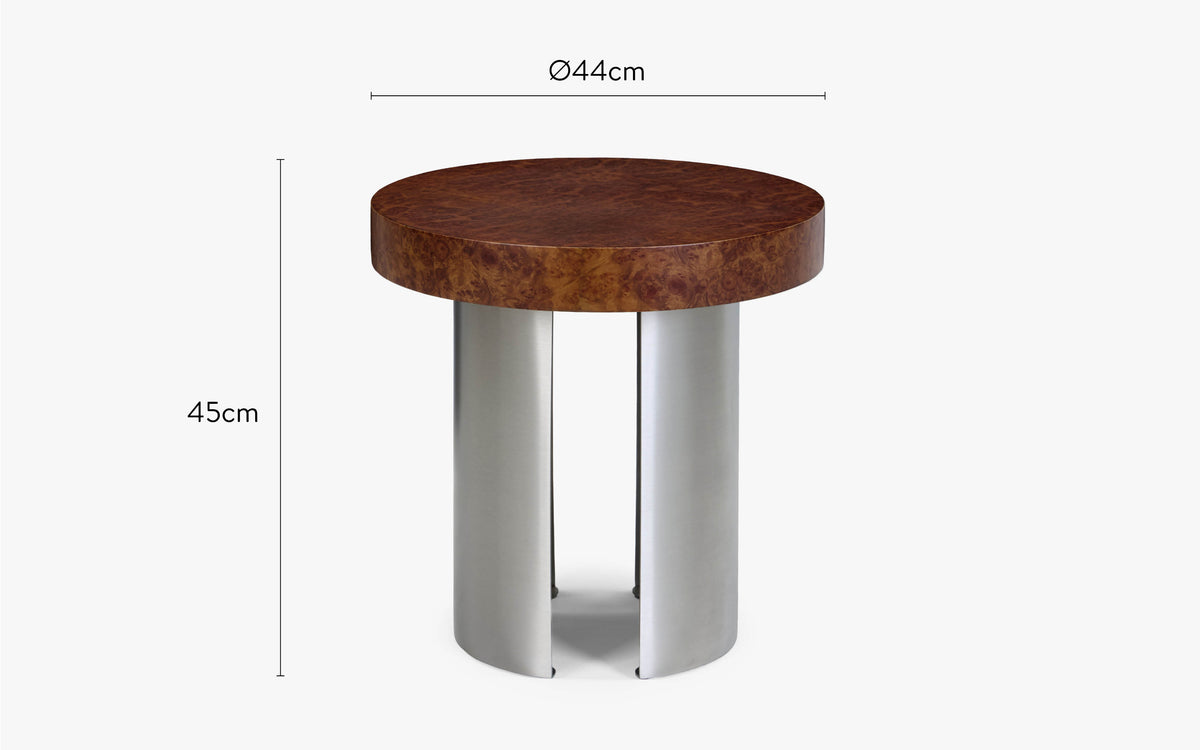 table d'appoint Kalder acier inoxydable et bois noyer