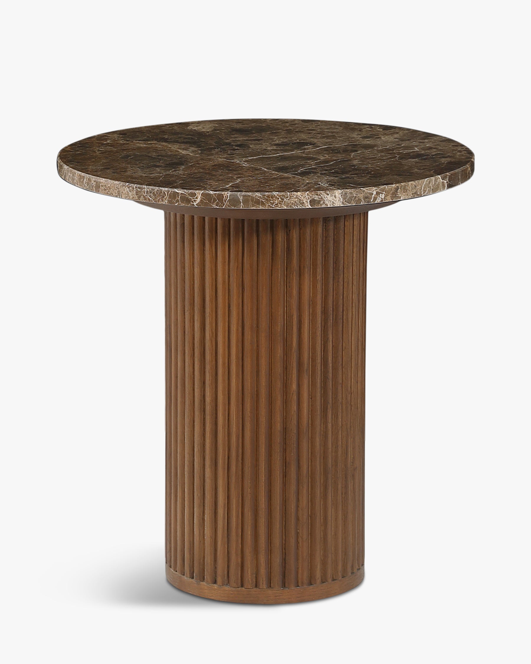 Table d'appoint Oviedo - NV GALLERY - marbre dark emperador et chêne teinte noyer - vue de face