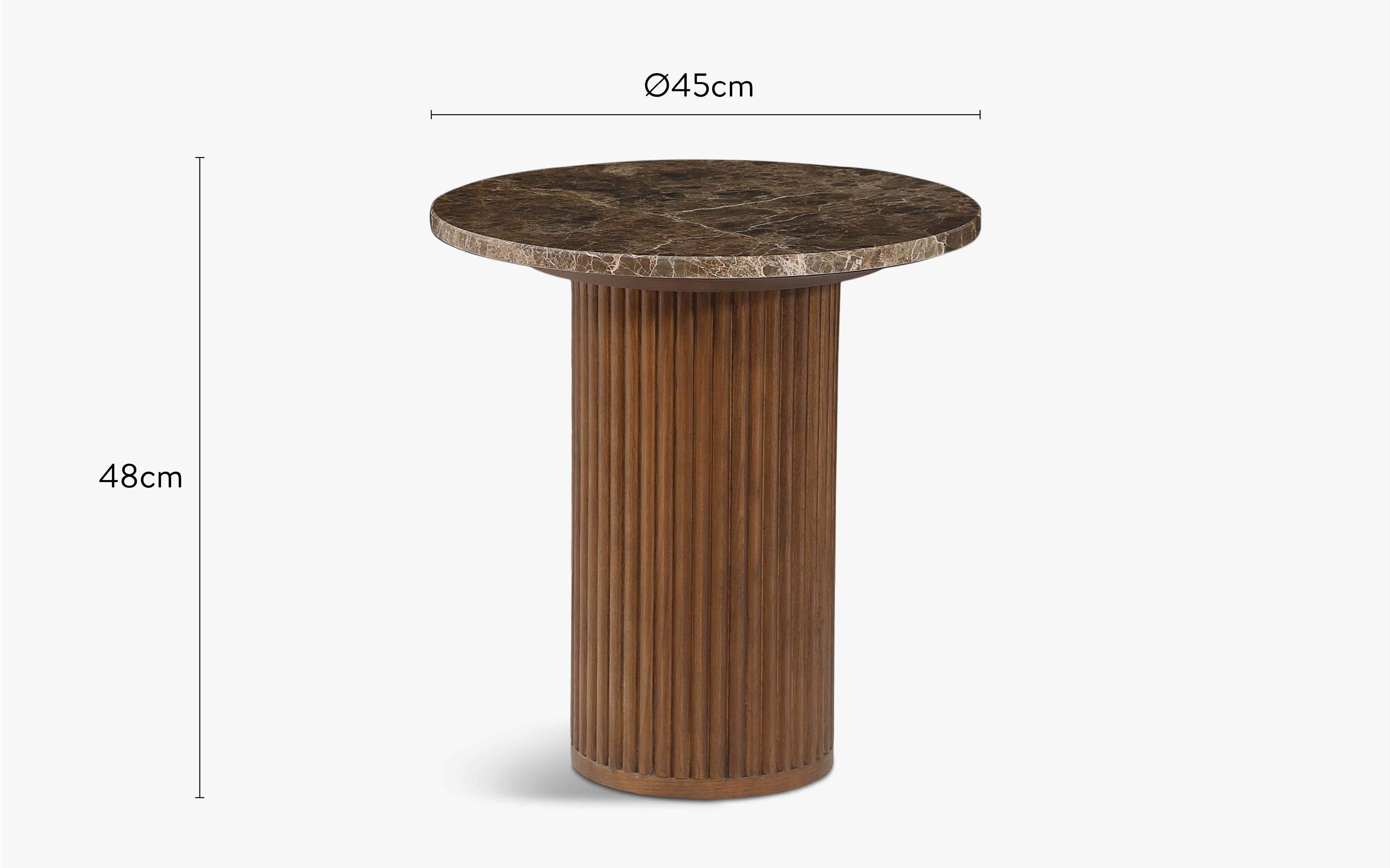 dimensions table d'appoint oviedo marbre dark emperador - NV Gallery