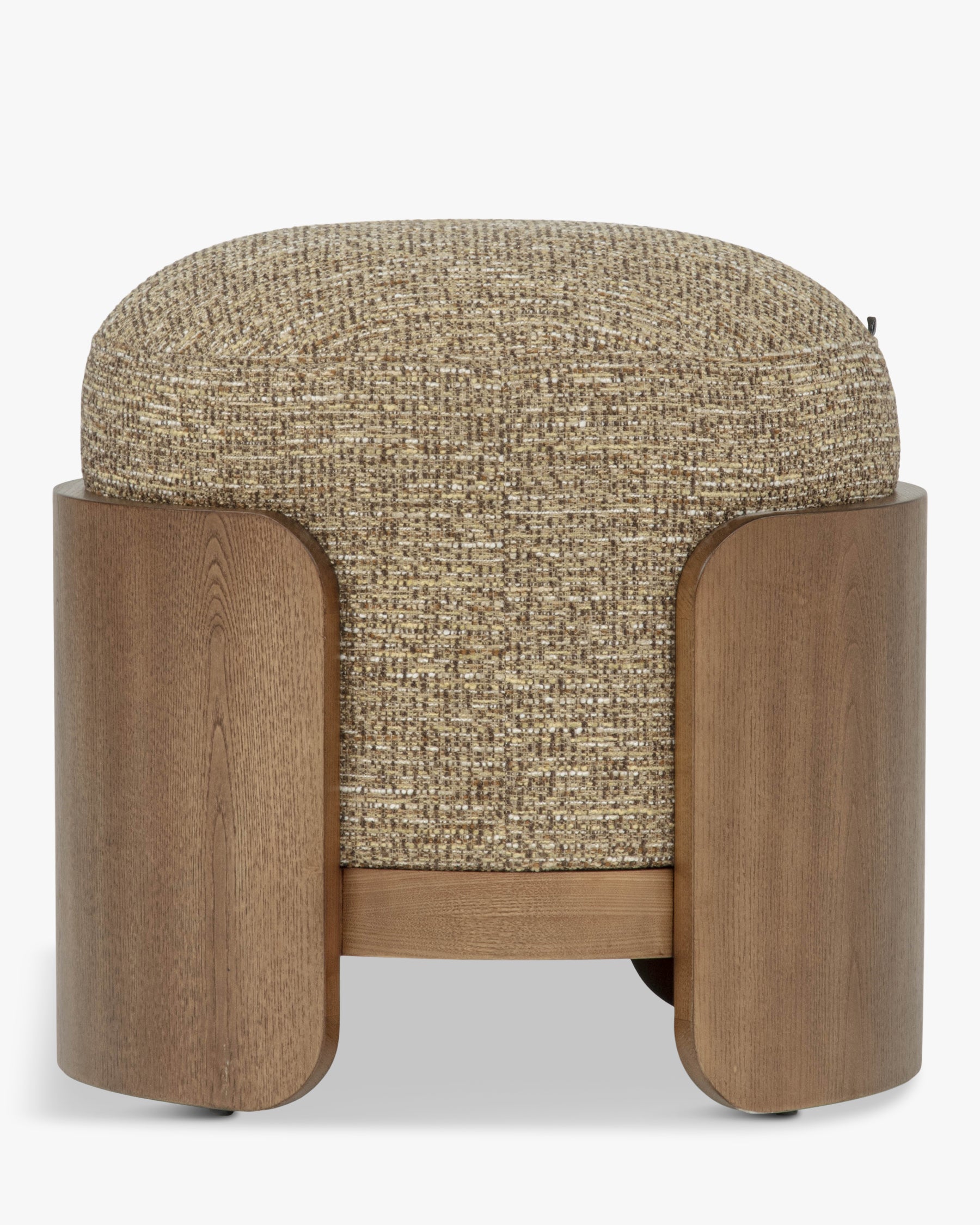 Pouf Elipse - NV GALLERY - tweed marron écorce et frêne teinté noyer - vue de face