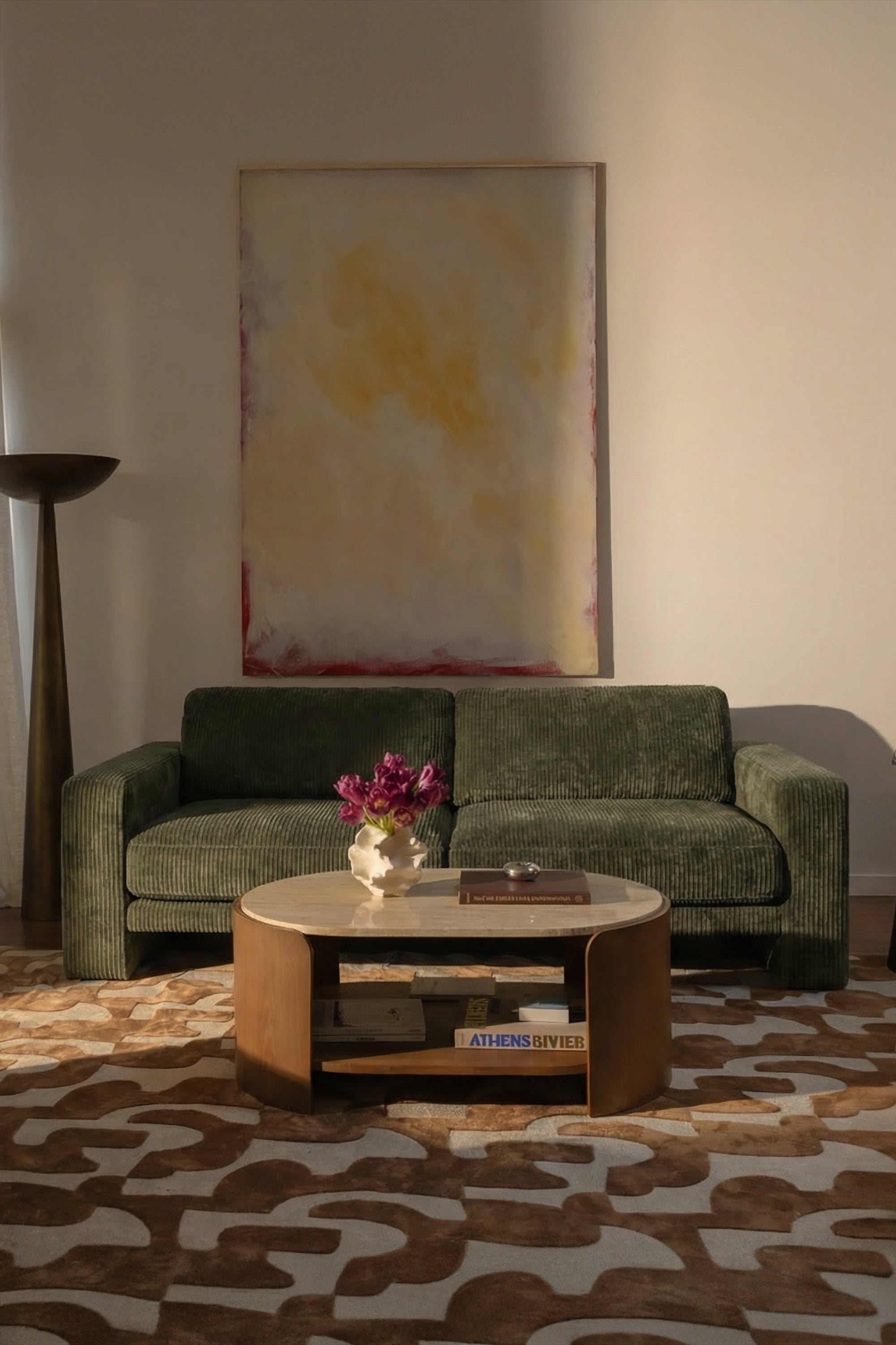 Canapé Serena velours côtelé vert - Salon design contemporain - NV GALLERY
