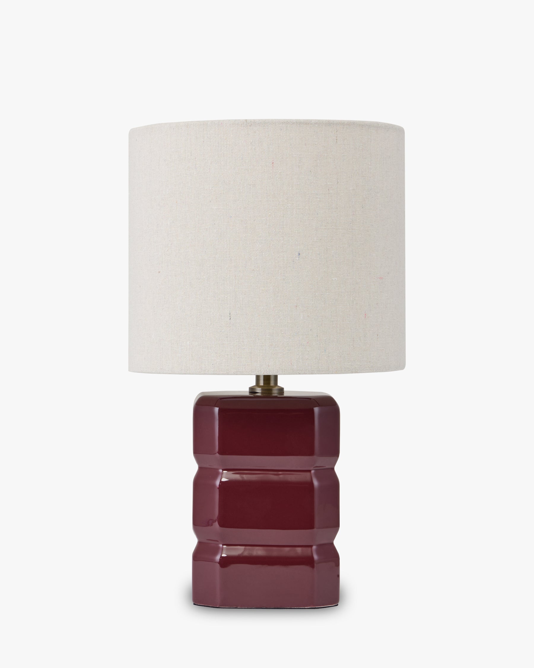 Lampe Anya - NV GALLERY - céramique bordeaux et abat-jour tissu crème - vue de face