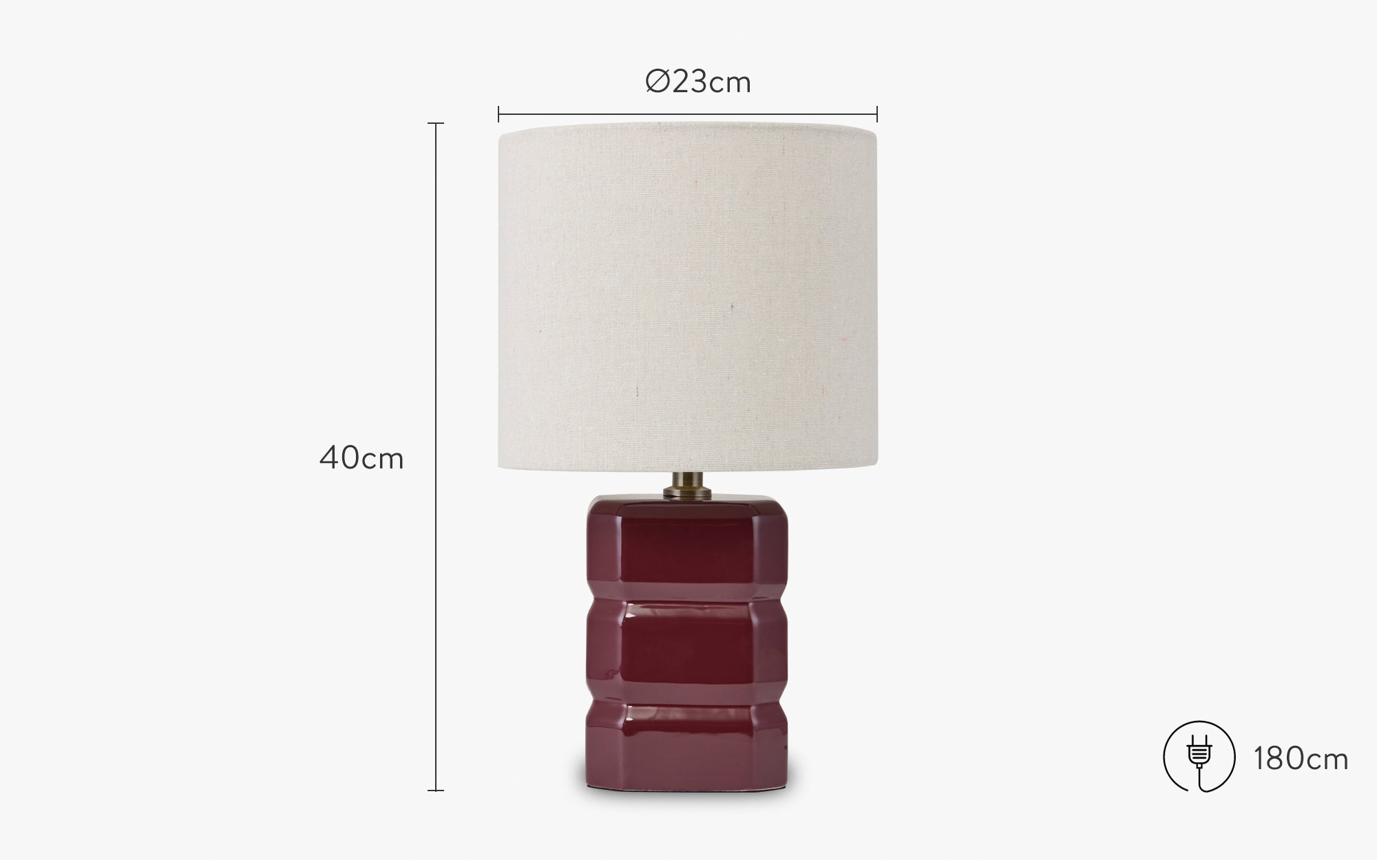dimensions lampe anya céramique rouge bordeaux - NV Gallery