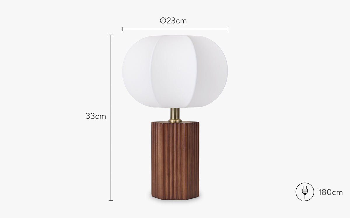 dimensions lampe avai bois massif et tissu blanc