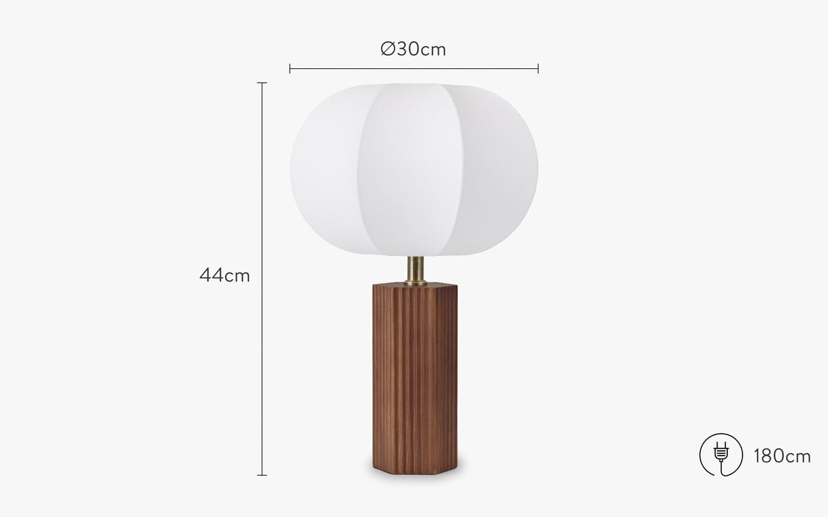dimensions lampe avaia frêne massif et tissu blanc