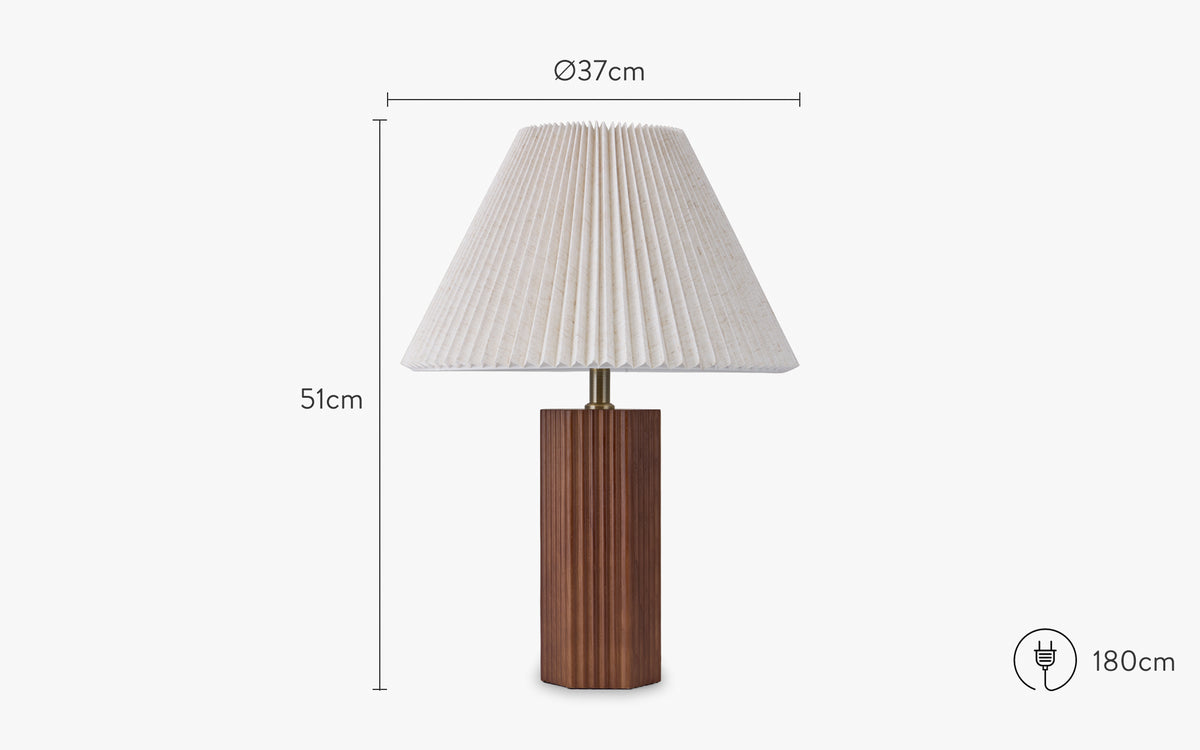 dimensions lampe SOE frêne massif & lin écru